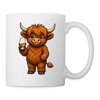 Highland Cattle mit Whiskyglas - Tasse - Weiß - Rechts