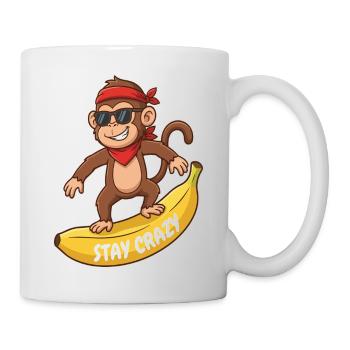 Bleib verrückter Affe auf Banana - Tasse - Weiß - Rechts