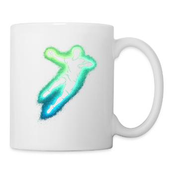 Neon Handball Sprung Silhouette - Tasse - Weiß - Rechts