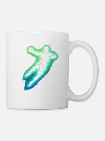 Neon Handball Sprung Silhouette - Tasse - Weiß