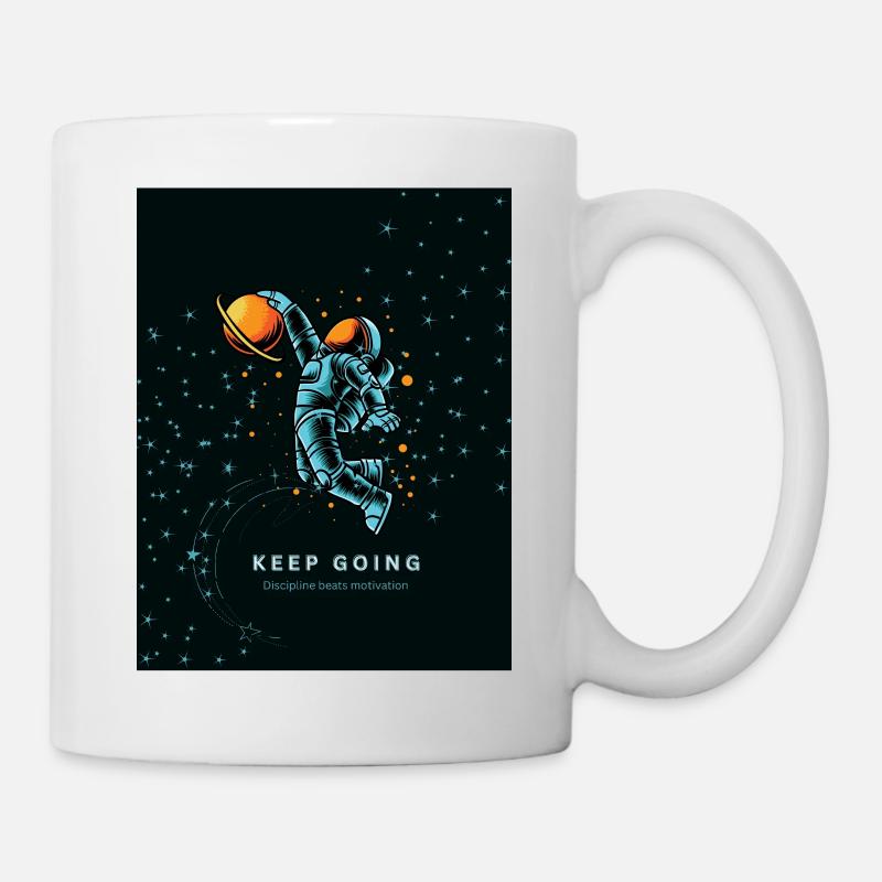 Bleu_SpaceModernSimpleT-ShirtNeverGiveUpMotivation - Mug blanc - blanc