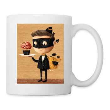 Maskierter Kellner, Gehirngebäck - Tasse - Weiß - Rechts
