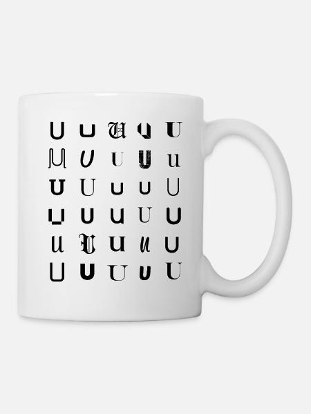 Typografie U Monogramm Buchstabenmosaikdesign. - Tasse - Weiß