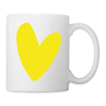 Yellow Heart on Black Minimalism Luminous - Mug - white - Right