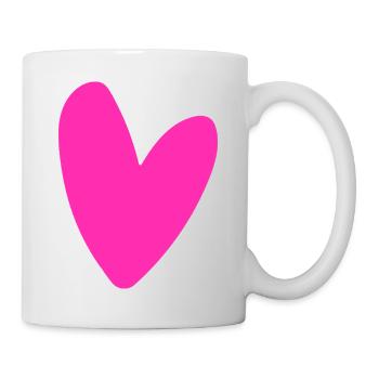Powerful pink heart motif neon retro style - Mug - white - Right