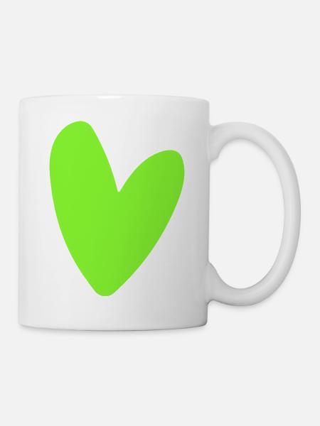Neon-Grünes Herz-Icon Minimal retro style - Tasse - Weiß