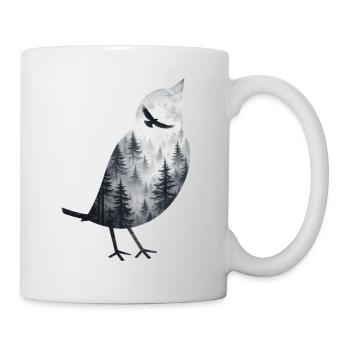 Vogel im Waldnebel - Tasse - Weiß - Rechts