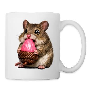 Souris des bois avec un gland rose - Mug blanc - blanc - Droite