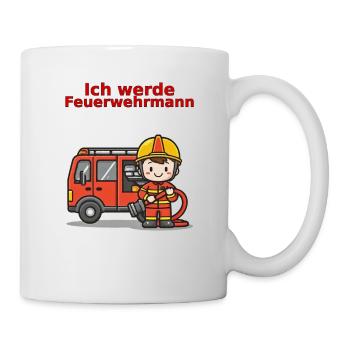 Ich werde Feuerwehrmann – Süßes Feuerwehr-Shirt  - Tasse - Weiß - Rechts