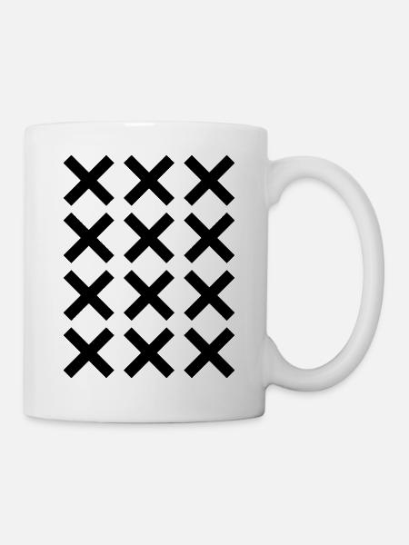 X-Muster-Gitterdesign - Tasse - Weiß