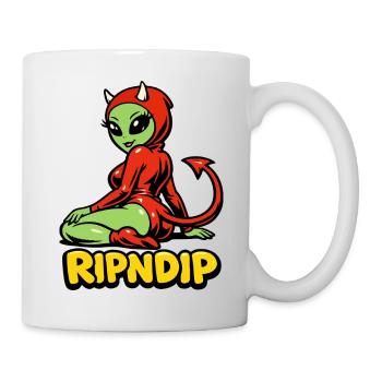 Dämonisches Mädchen in rotem Hoodie - Tasse - Weiß - Rechts