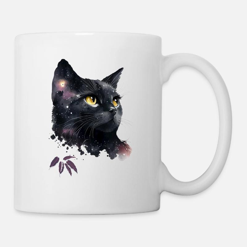 Chat galactique dans la nuit - Mug blanc - blanc