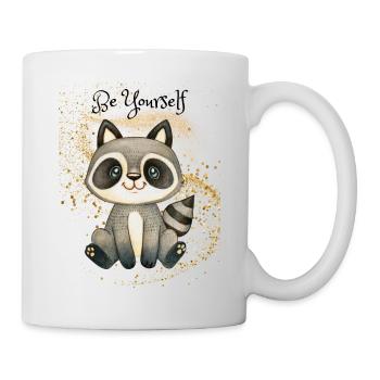 Raton laveur mignon sur paillettes - Mug blanc - blanc - Droite