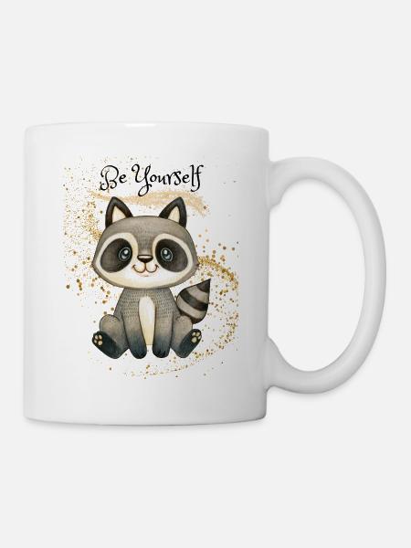 Cute raccoon on glitter - Mug - white