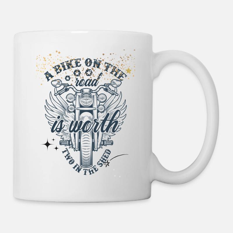 Moto ailée sur route libre - Mug blanc - blanc