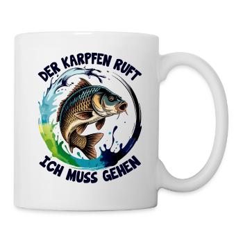 Karpfen ruft  - Tasse - Weiß - Rechts