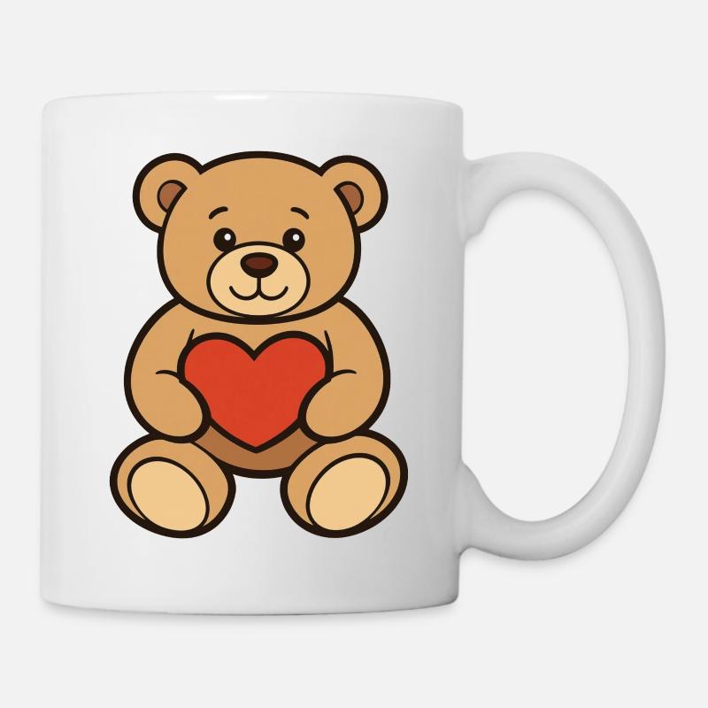 Dessin de bande dessinée Teddy Bear avec Cœur - Mug blanc - blanc