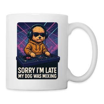 Maltipoo DJ Hund mit Kopfhörer & Sonnenbrille - Tasse - Weiß - Rechts