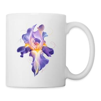 Glowing Iris Blossom Abstract Floral Motif - Mug - white - Right