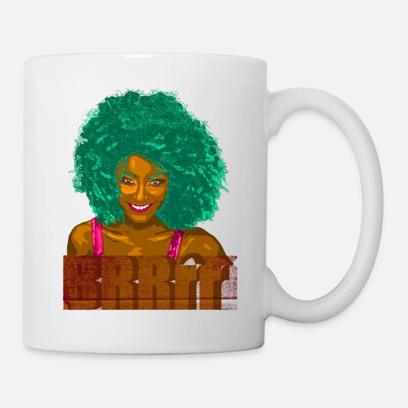 Türkisfarbenes Afro-Pop-Porträt - Tasse - Weiß