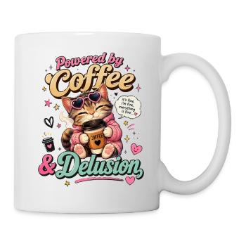 Kaffee Katze: Power Delusion - Tasse - Weiß - Rechts