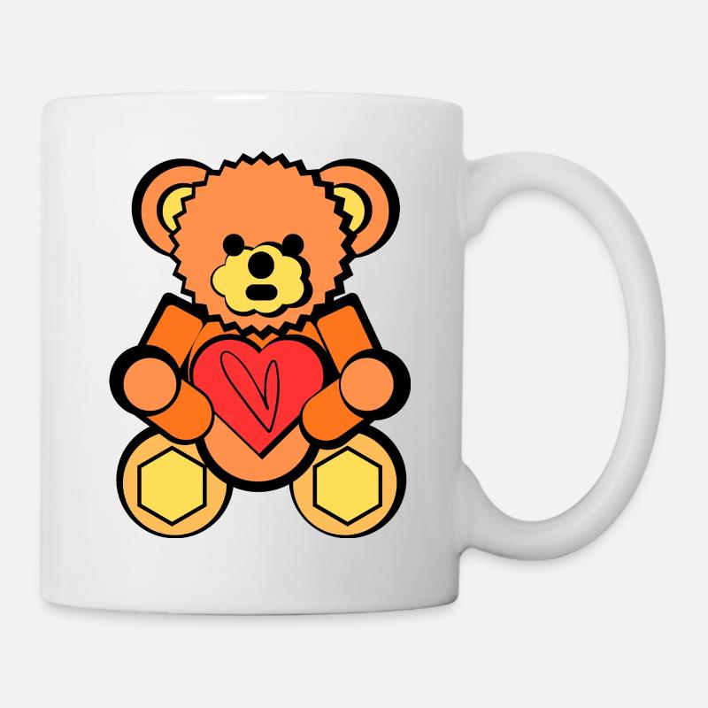 Bär mit Herz Block Art - Tasse - Weiß
