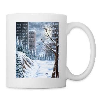 Urban winter among skyscrapers - Mug - white - Right