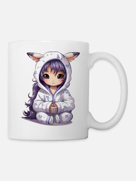 Chibi Häschen Hoodie Stil - Tasse - Weiß