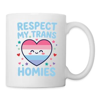 LGBTQ-Pride-Monat – Respektiere meine trans Homies - Tasse - Weiß - Rechts