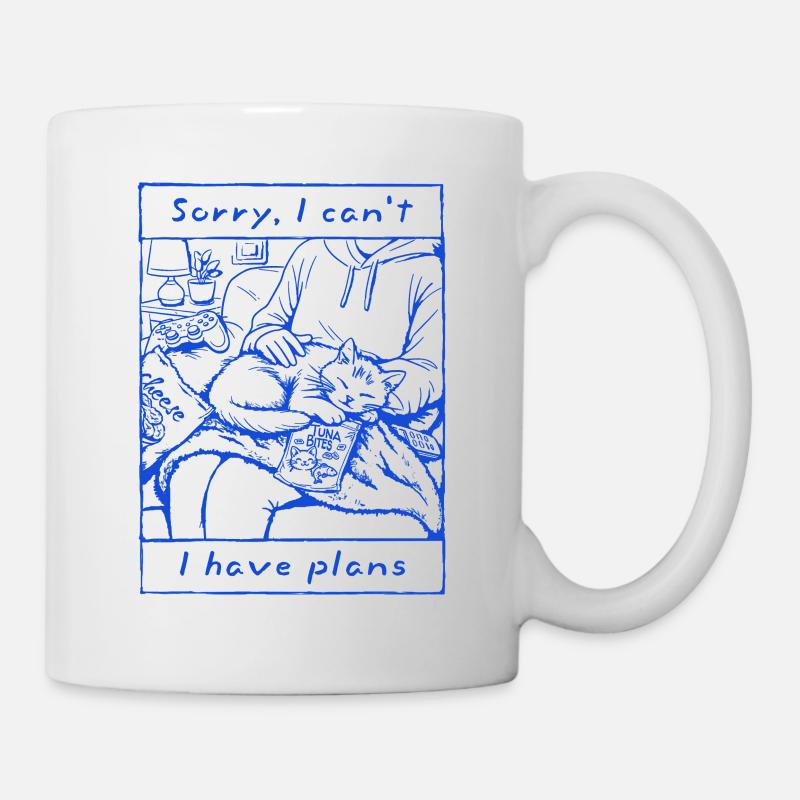 Sorry, I Have Plans Funny Cat Design for Introvert - Mug - white