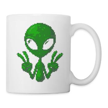 Pixel Alien Friedenszeichen - Tasse - Weiß - Rechts