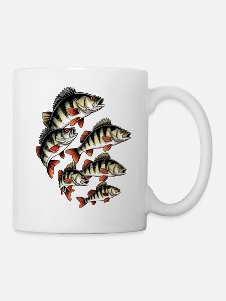 Barsch-Schwarm auf Schwarz - Tasse - Weiß