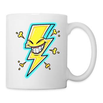 Dessin animé de la foudre riante - Mug blanc - blanc - Droite