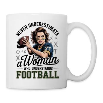 Ne sous-estimez jamais les femmes qui comprennent le football - Mug blanc - blanc - Droite