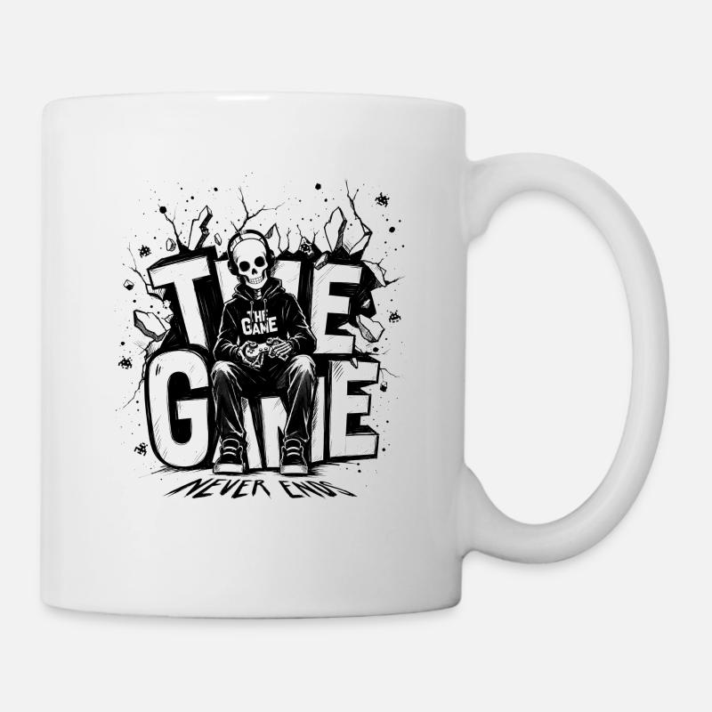 Dead But Still Playing — Skeleton Gamer Dark Ink A - Mug - white