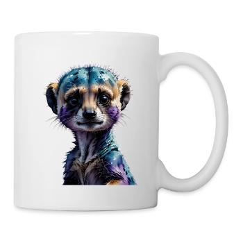Buntes Erdmännchen Wasserfarben-Illustration - Tasse - Weiß - Rechts