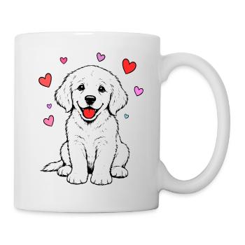 Golden_Retriever_Welpen_sitzend_Herz_weiss - Tasse - Weiß - Rechts