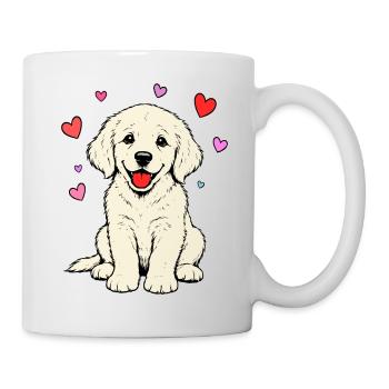 Golden_Retriever_Welpen_sitzend_Herz_beige - Tasse - Weiß - Rechts