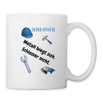 Schlosser T-Shirt Lustiges Geschenk Metallbau-Fans - Tasse - Weiß - Rechts