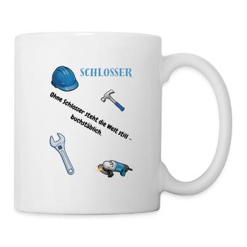Schlosser T-Shirt Lustiges Geschenk Metallbau-Fans - Tasse - Weiß - Rechts