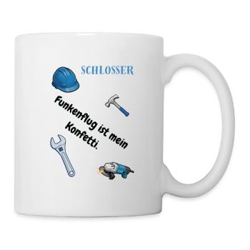 Schlosser T-Shirt Lustiges Geschenk Metallbau-Fans - Tasse - Weiß - Rechts