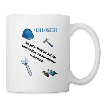 Schlosser T-Shirt Lustiges Geschenk Metallbau-Fans - Tasse - Weiß - Rechts