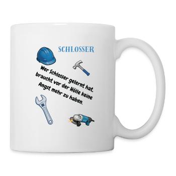 Schlosser T-Shirt Lustiges Geschenk Metallbau-Fans - Tasse - Weiß - Rechts