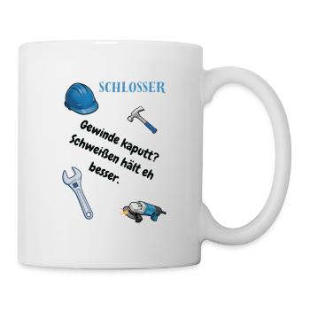 Schlosser T-Shirt Lustiges Geschenk Metallbau-Fans - Tasse - Weiß - Rechts