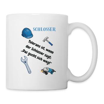 Schlosser T-Shirt Lustiges Geschenk Metallbau-Fans - Tasse - Weiß - Rechts
