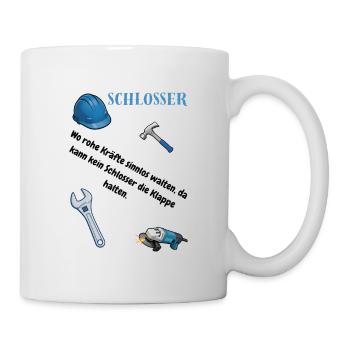 Schlosser T-Shirt Lustiges Geschenk Metallbau-Fans - Tasse - Weiß - Rechts