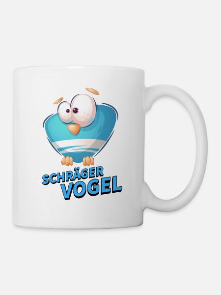 Schräger Vogel Cartoon - Tasse - Weiß