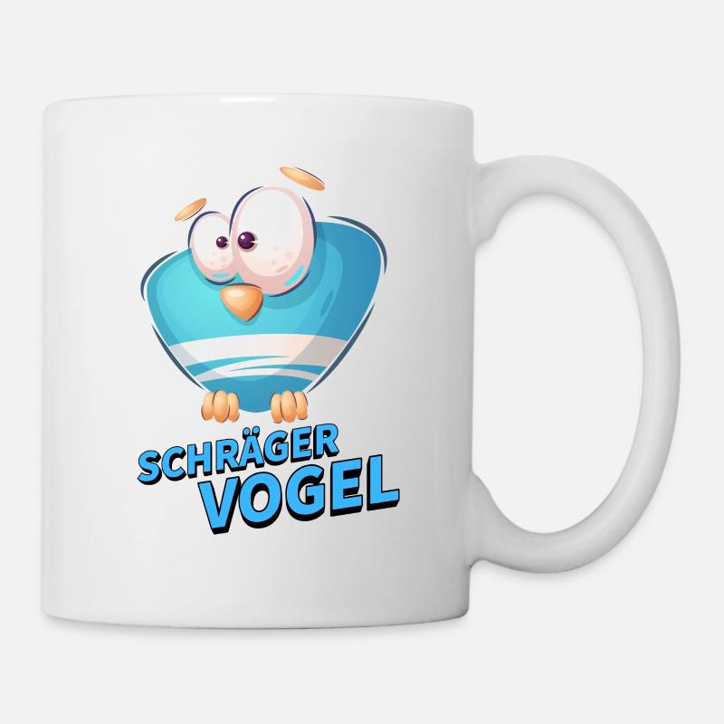 Schräger Vogel Cartoon - Tasse - Weiß