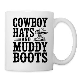Cowboyhüte und matschige Stiefel - Tasse - Weiß - Rechts