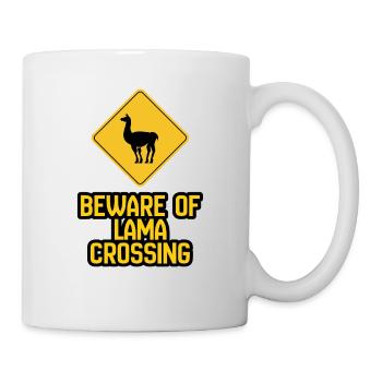 Lama Crossing Warnschild - Tasse - Weiß - Rechts